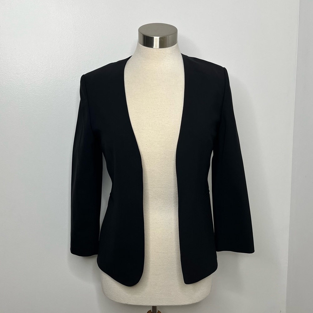 THEORY Lapeless open 3/4 length sleeve light wool, open front blazer size 4 - Picture 4 of 5